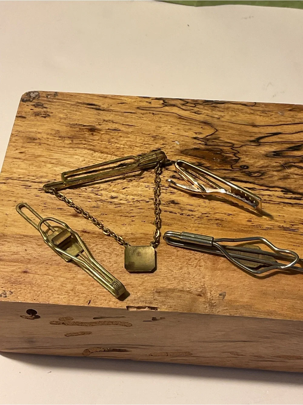 Vintage Gold-Tone Men's Tie Bar Set with Classic Monogram Accents